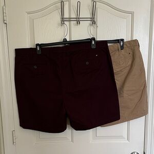 2 Tommy Hilfiger Men's Maroon and Khaki Shorts
